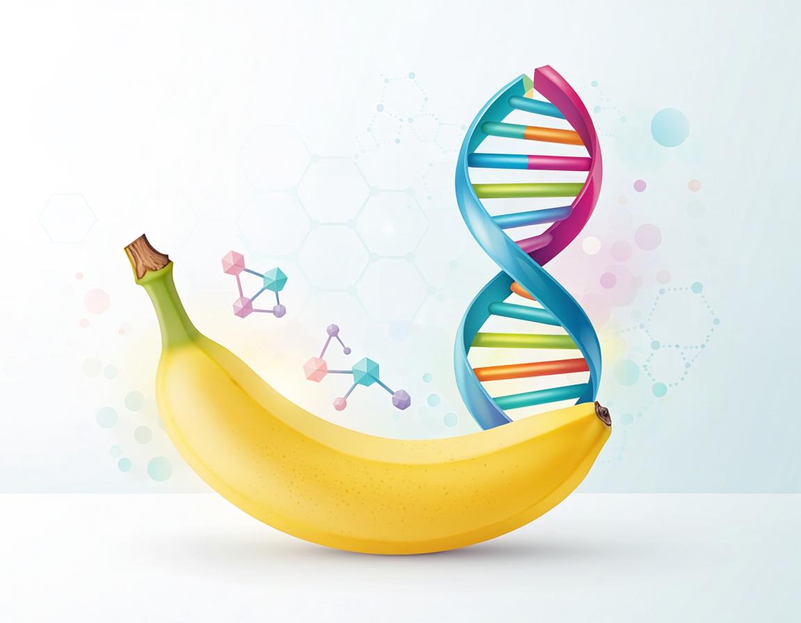 AI generated concept of a banana and a DNA double helix