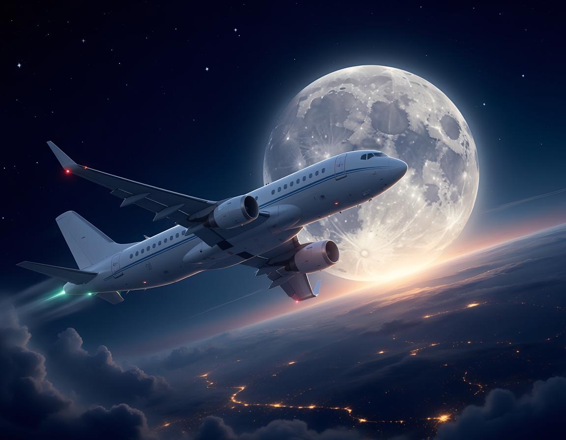 Airliner and Moon