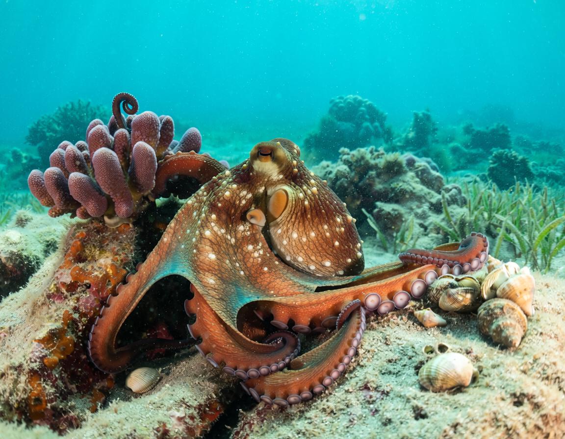 AI Generated concept of an Octopus in the reef