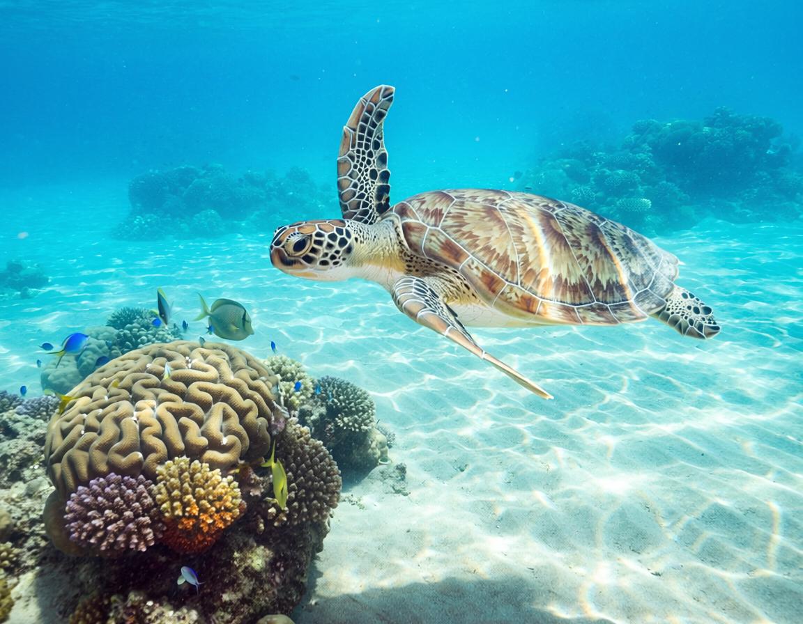 AI Generated image of a Sea turtle in the reef