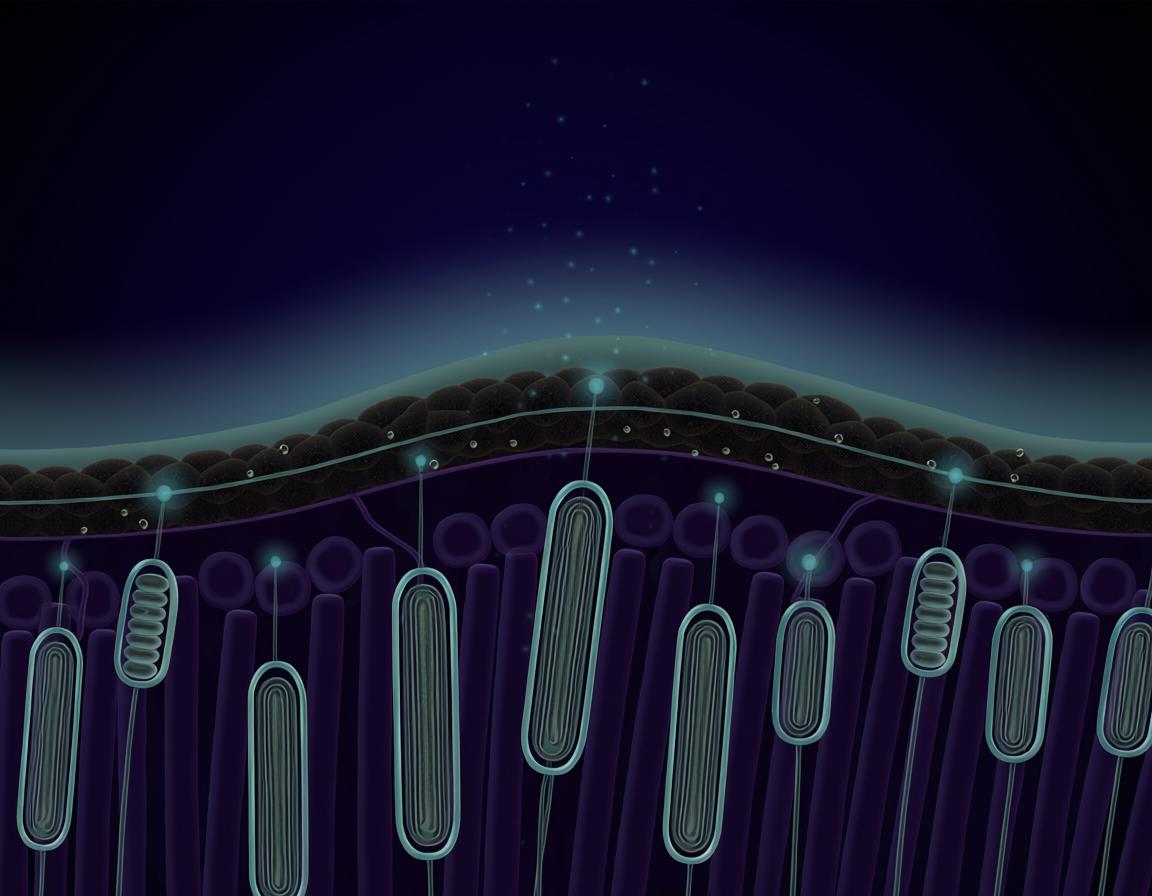 AI Generated concept of the eye's rods detecting feint light