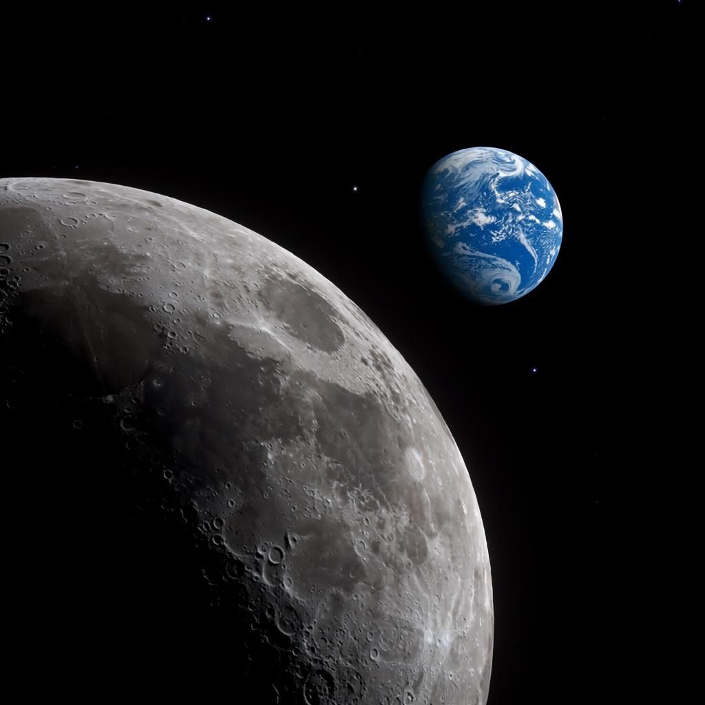 AI generated concept of the Moon and the Earth