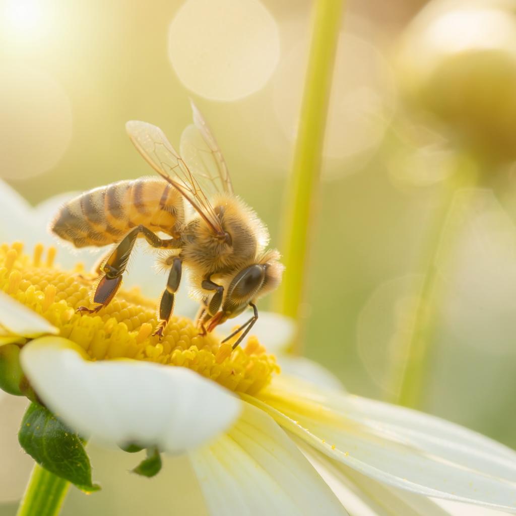 AI-generated image of a Bee polinating a flower